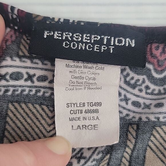 Perseption Concept short sleeved casual top - multicolored Women's Size L - Picture 8 of 10